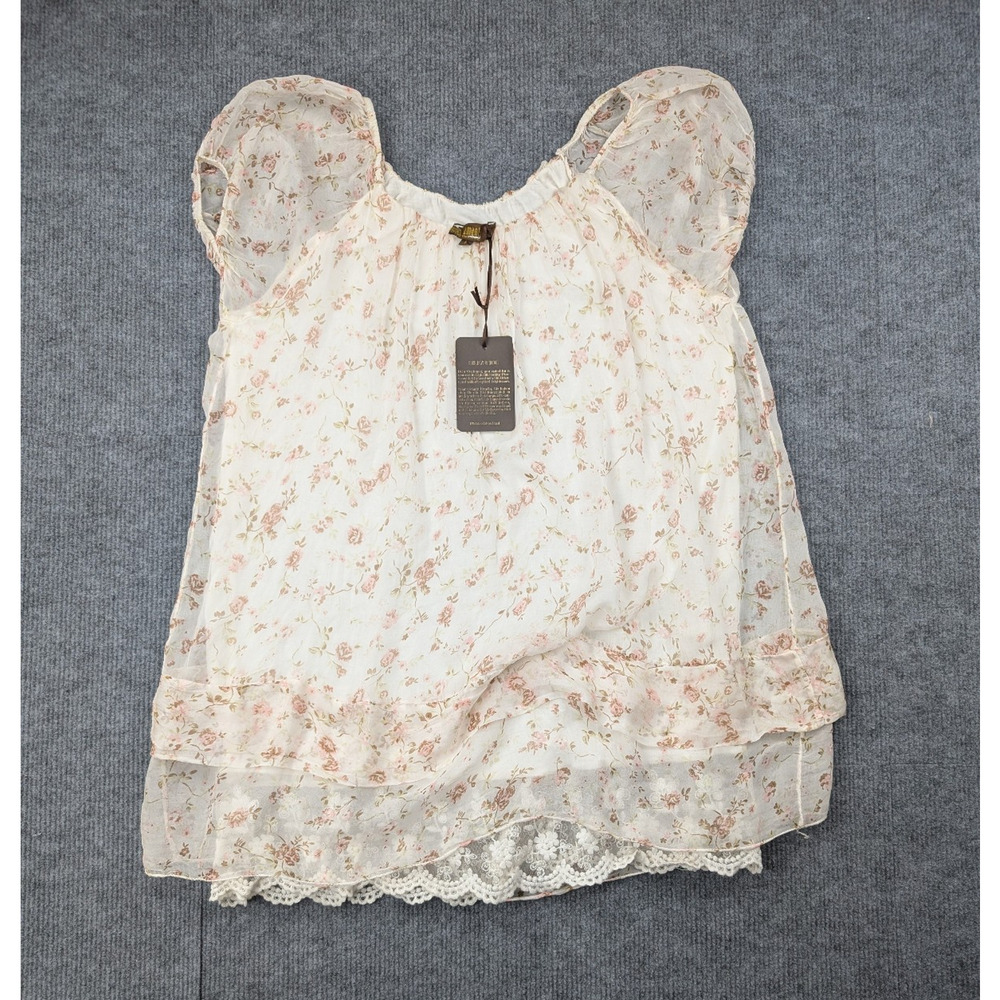 Amanti Blouse Women Large Cottage Whimsical Garden Fairy Homestead Etherial Silk